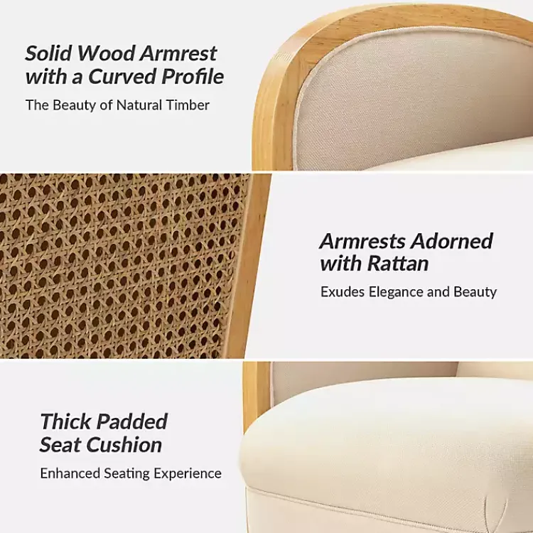 Accent Chairs-Kirklands Home & Natural Rattan Swivel Accent Chair Ivory