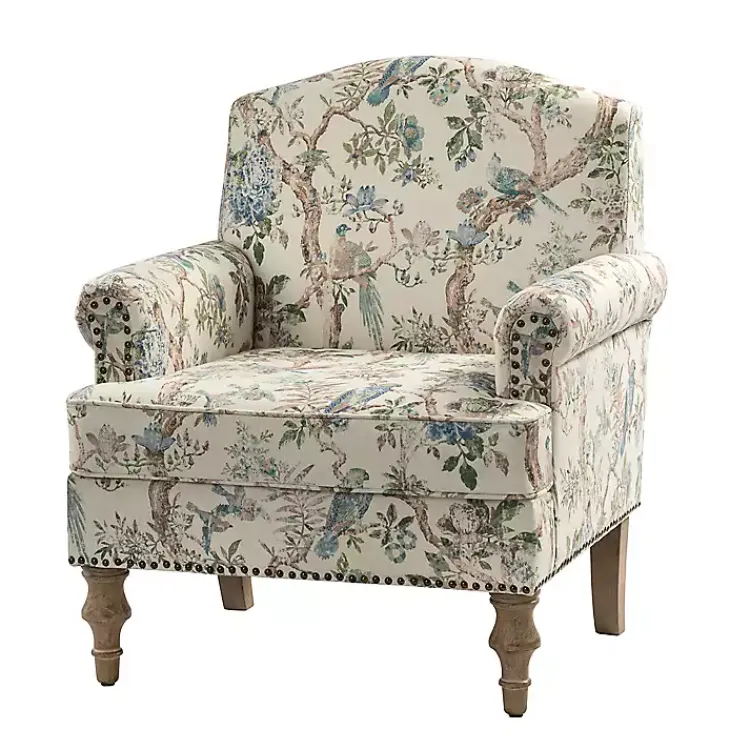 Accent Chairs-Kirklands Home Cream Vintage Birds Traditional Accent Chair