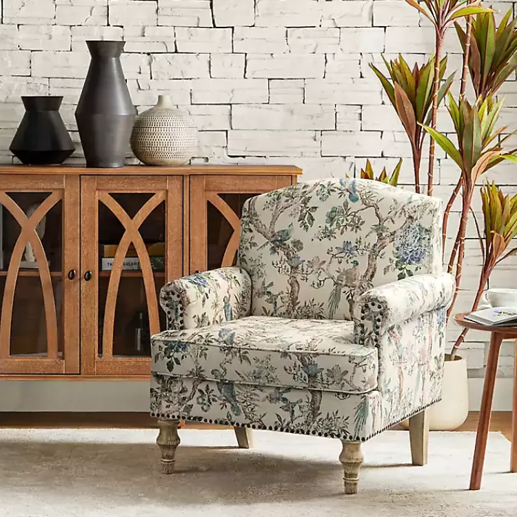 Accent Chairs-Kirklands Home Cream Vintage Birds Traditional Accent Chair