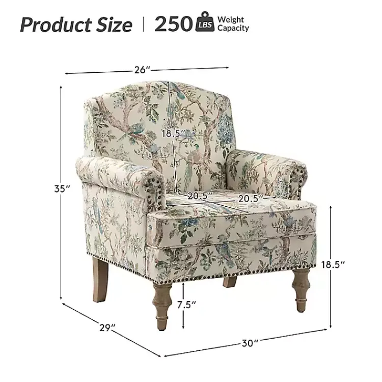 Accent Chairs-Kirklands Home Cream Vintage Birds Traditional Accent Chair