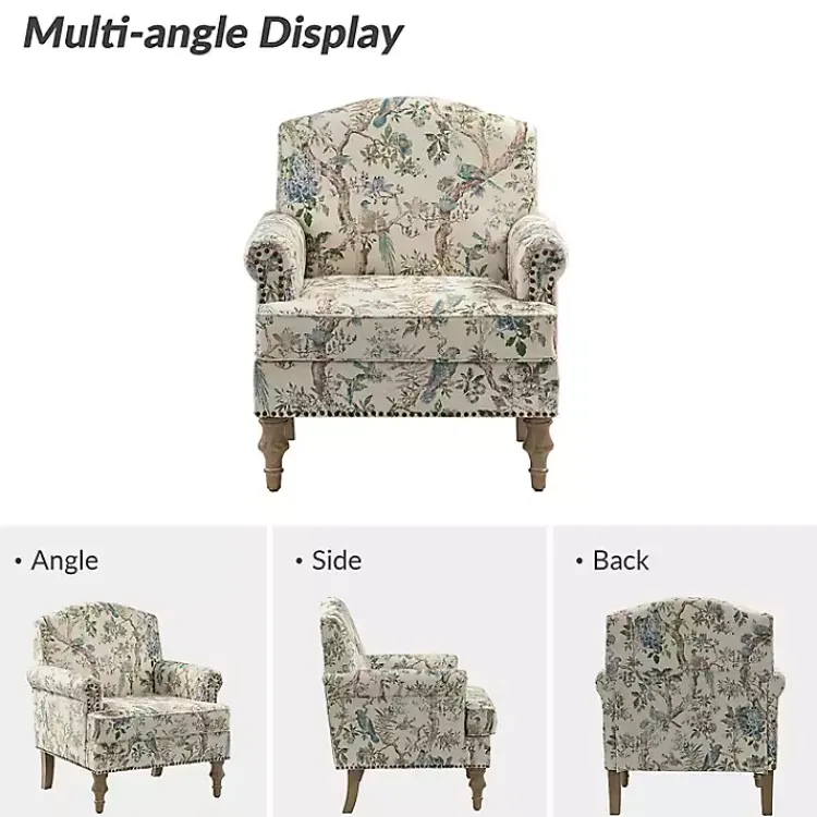 Accent Chairs-Kirklands Home Cream Vintage Birds Traditional Accent Chair