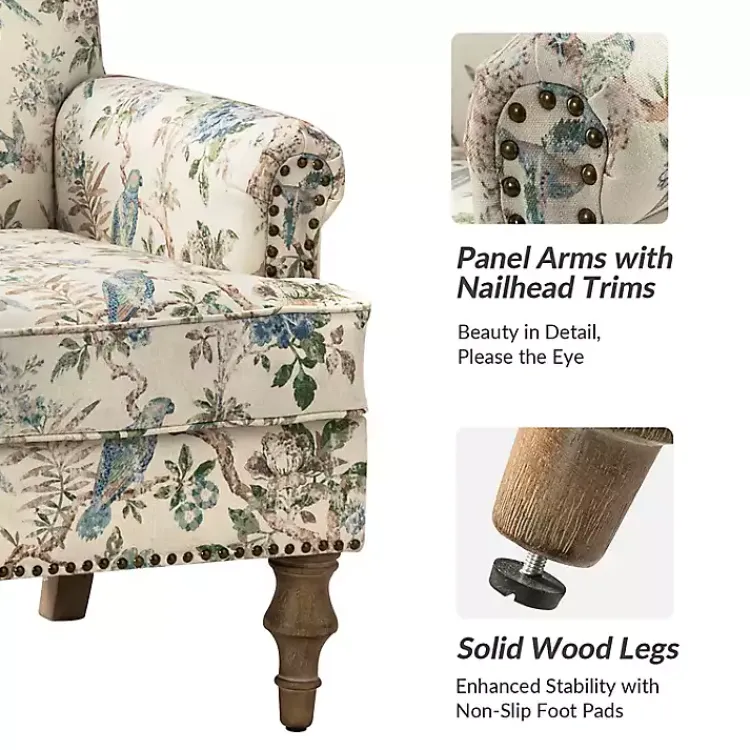 Accent Chairs-Kirklands Home Cream Vintage Birds Traditional Accent Chair