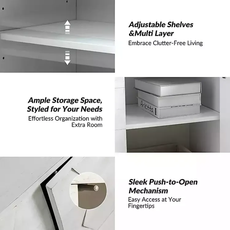 Cabinets & Sideboards-Kirklands Home Geometric Mabel 2-Door Cabinet White