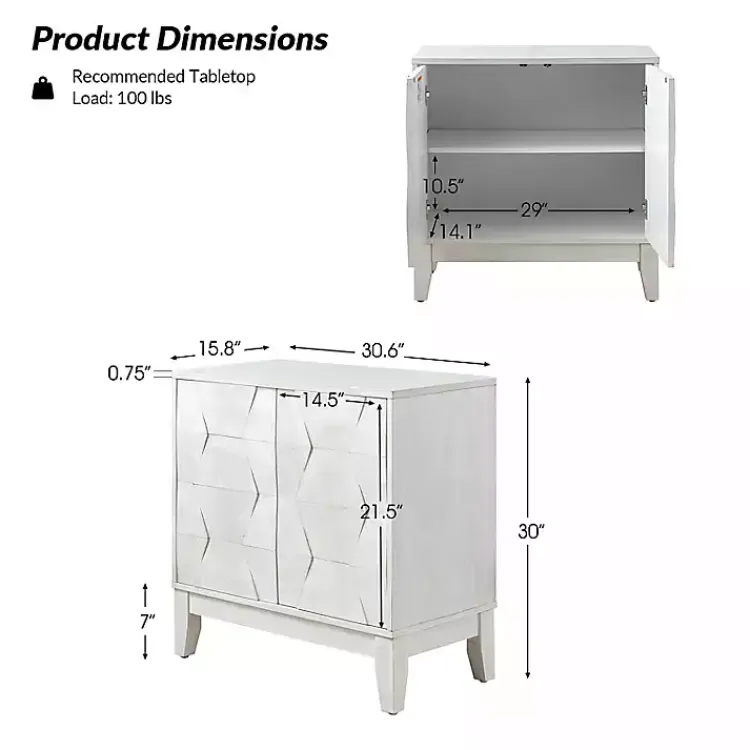 Cabinets & Sideboards-Kirklands Home Geometric Mabel 2-Door Cabinet White