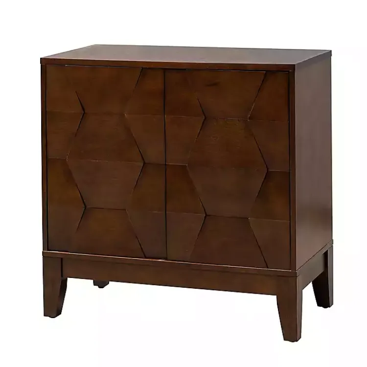 Cabinets & Sideboards-Kirklands Home Walnut Geometric Mabel 2-Door Cabinet Brown