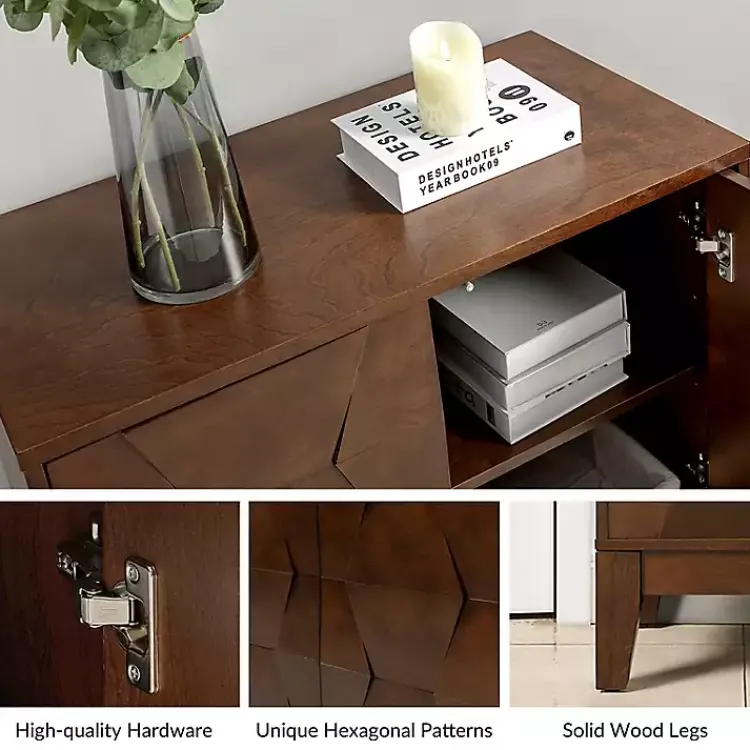 Cabinets & Sideboards-Kirklands Home Walnut Geometric Mabel 2-Door Cabinet Brown