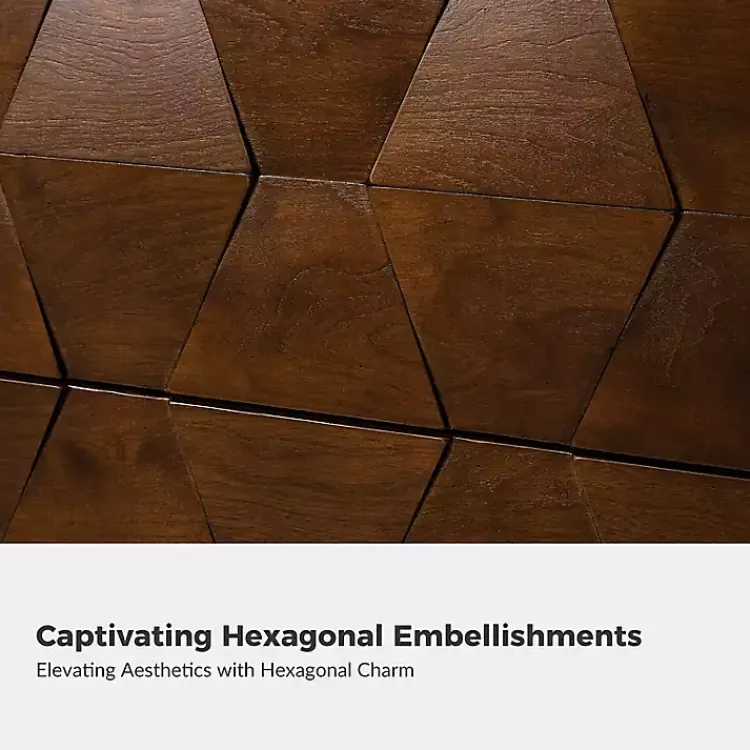 Nightstands-Kirklands Home Walnut Geometric 2-Drawer Charging Nightstand Brown