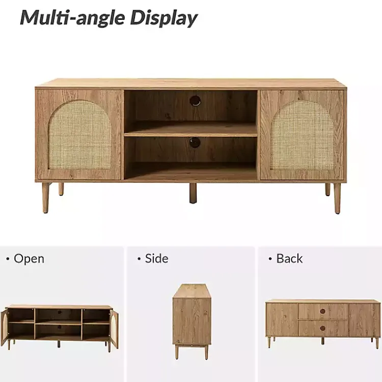 Tv Stands & Media Consoles-Kirklands Home Oak and Natural Rat Media Cabinet Tan