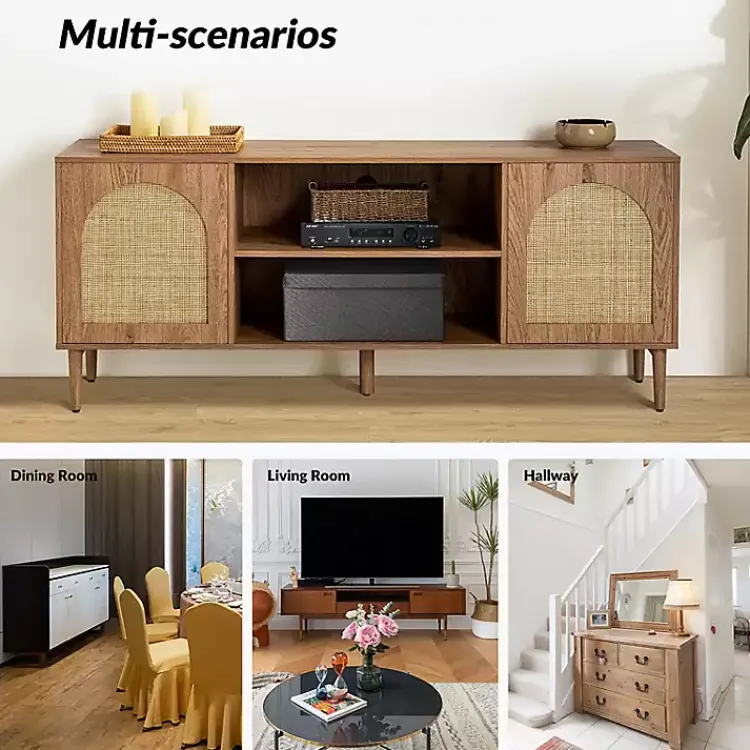 Tv Stands & Media Consoles-Kirklands Home Oak and Natural Rat Media Cabinet Tan