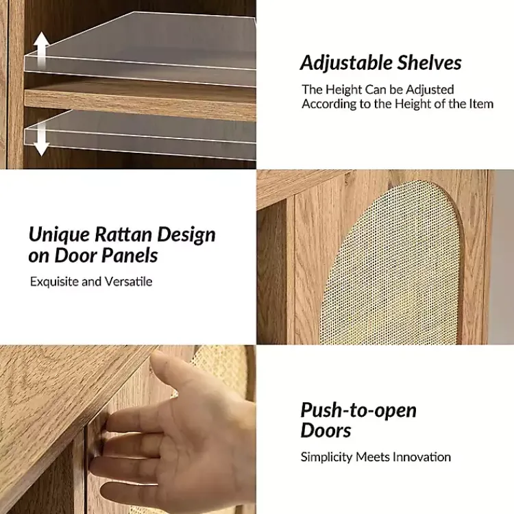 Tv Stands & Media Consoles-Kirklands Home Oak and Natural Rat Media Cabinet Tan