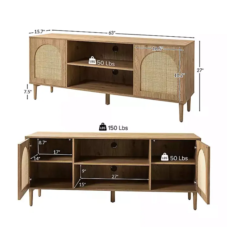 Tv Stands & Media Consoles-Kirklands Home Oak and Natural Rat Media Cabinet Tan