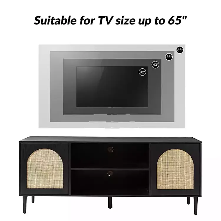 Tv Stands & Media Consoles-Kirklands Home and Natural Rattan Media Cabinet Black