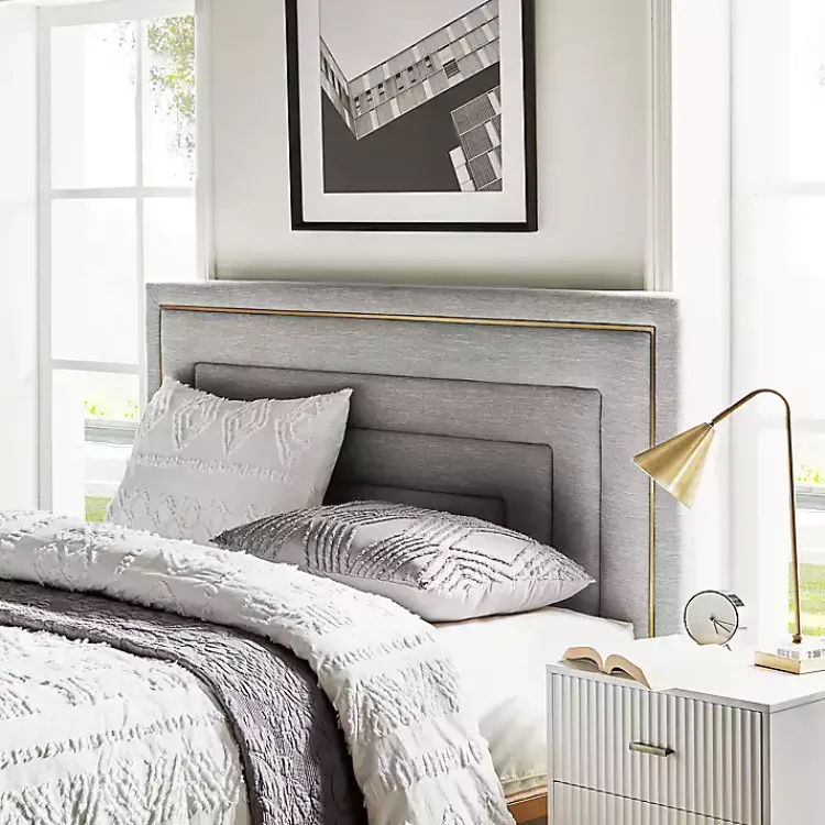 Beds & Headboards-Kirklands Home Tufted Upholstered Adjustable Queen Headboard Gray