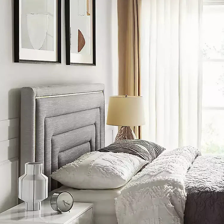 Beds & Headboards-Kirklands Home Tufted Upholstered Adjustable Queen Headboard Gray