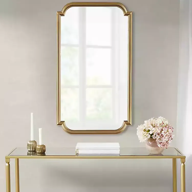 Decorative Mirrors-Kirklands Home Gold Adelaide Scalloped Rectangular Wall Mirror