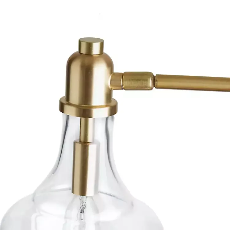 Table Lamps-Kirklands Home Gold and Marble Table Lamp with Glass Bell Shade Clear