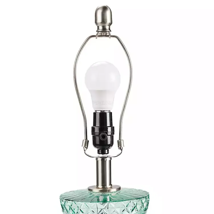 Table Lamps-Kirklands Home Aqua Textured Glass Luxuria Table Lamp Blue