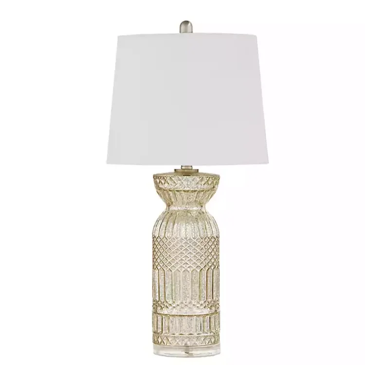 Table Lamps-Kirklands Home Antique Textured Glass Luxuria Table Lamp Silver