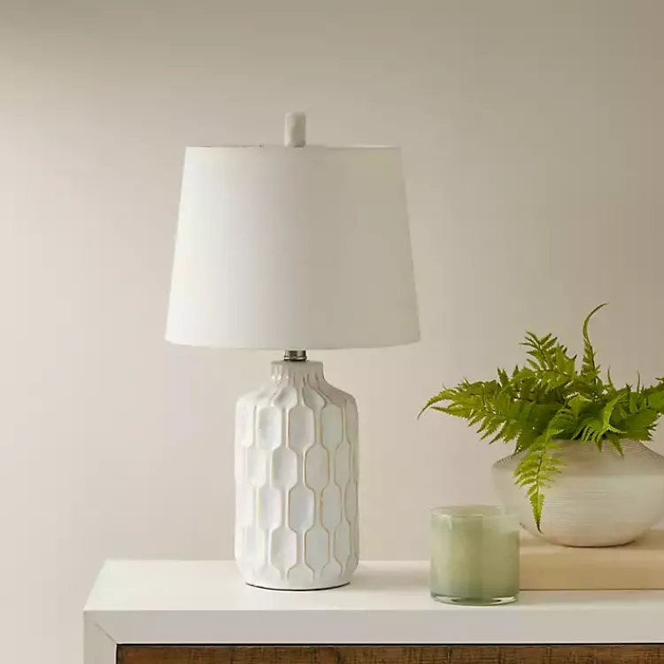 Table Lamps-Kirklands Home Ivory Contour Ceramic Table Lamp White