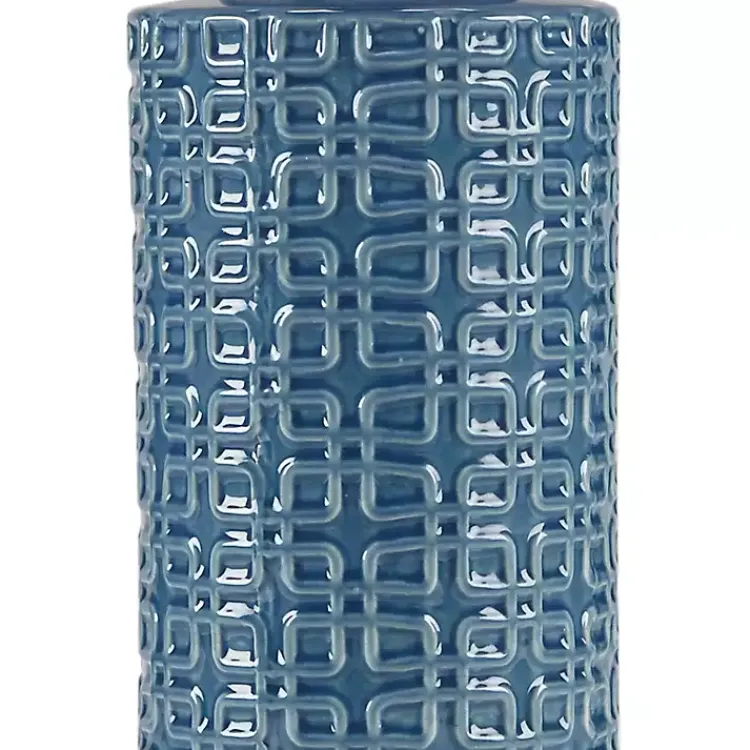 Table Lamps-Kirklands Home Blue Geometric Ceramic Table Lamp White