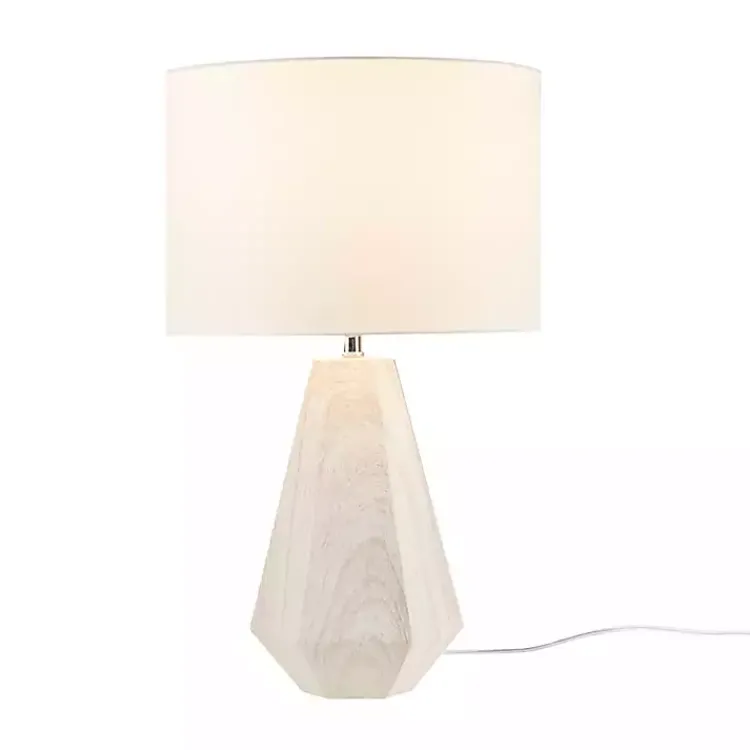 Table Lamps-Kirklands Home washed Wood Flynn Table Lamp White