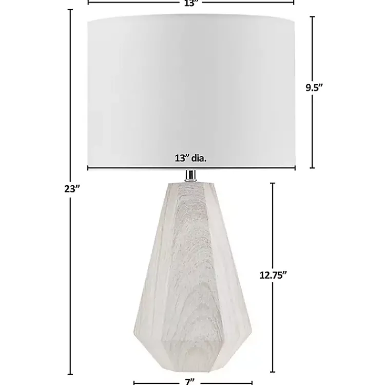 Table Lamps-Kirklands Home washed Wood Flynn Table Lamp White