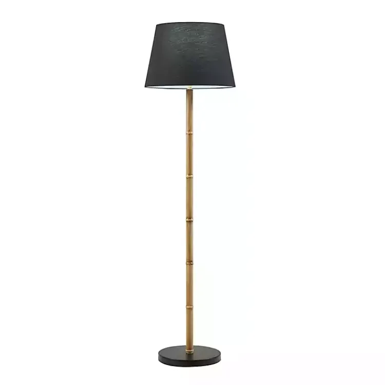 Floor Lamps-Kirklands Home Nassau Bamboo Martha Stewart Floor Lamp Black
