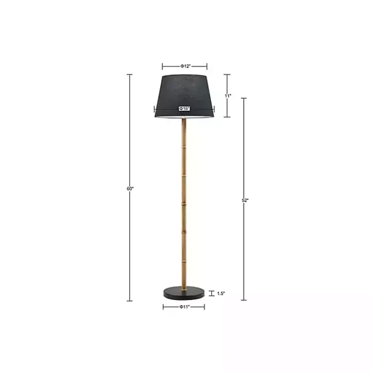 Floor Lamps-Kirklands Home Nassau Bamboo Martha Stewart Floor Lamp Black