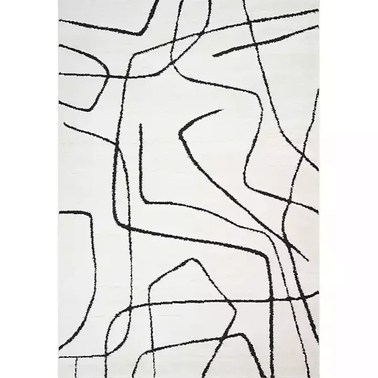 Area Rugs-Kirklands Home Black and Ivory Monotone Geo Area Rug, 5x7