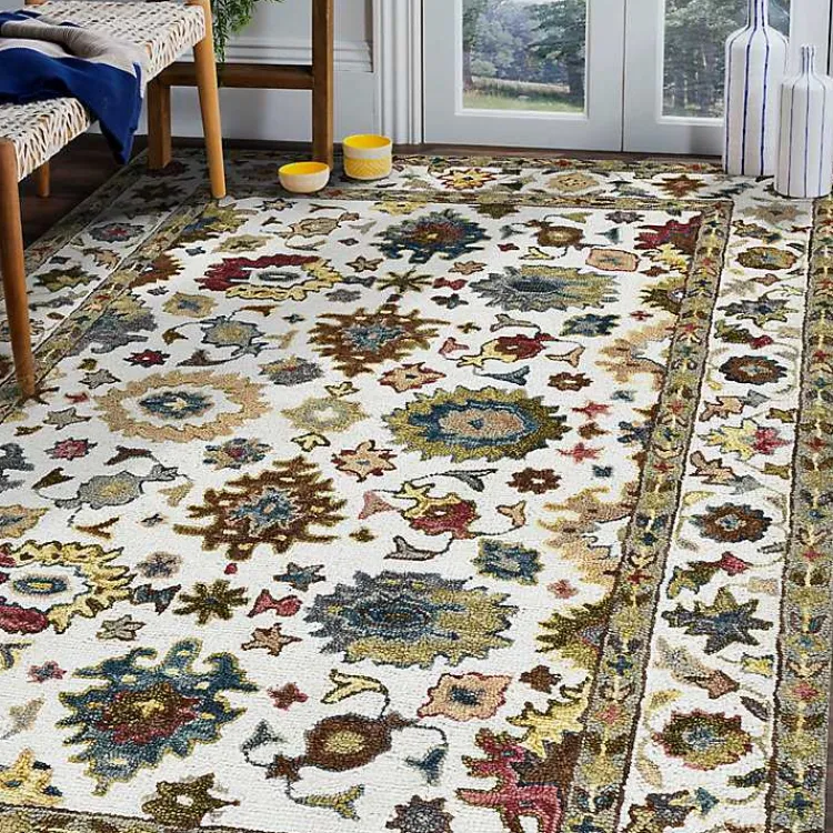 Area Rugs-Kirklands Home Jackson Ivory Hand-Tufted Area Rug, 5x7