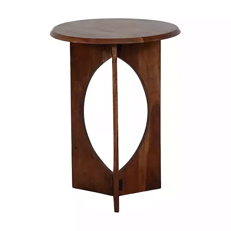 Accent & End Tables-Kirklands Home Walnut Cut-Out Round Accent Table Brown