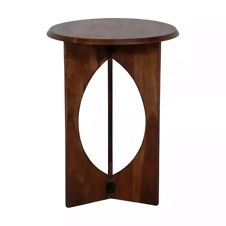 Accent & End Tables-Kirklands Home Walnut Cut-Out Round Accent Table Brown