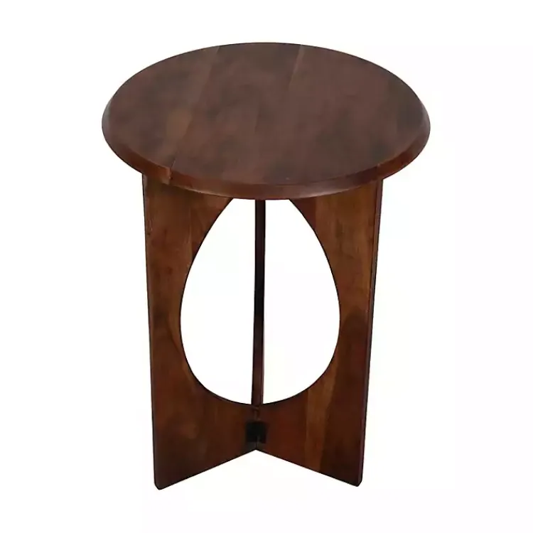 Accent & End Tables-Kirklands Home Walnut Cut-Out Round Accent Table Brown