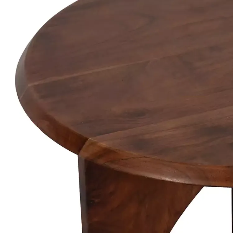 Accent & End Tables-Kirklands Home Walnut Cut-Out Round Accent Table Brown