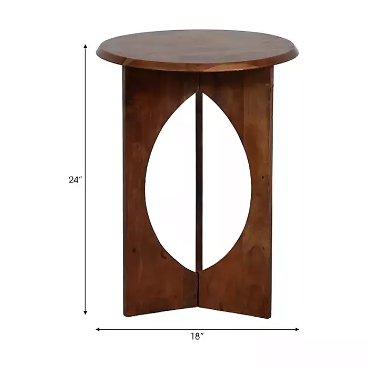 Accent & End Tables-Kirklands Home Walnut Cut-Out Round Accent Table Brown