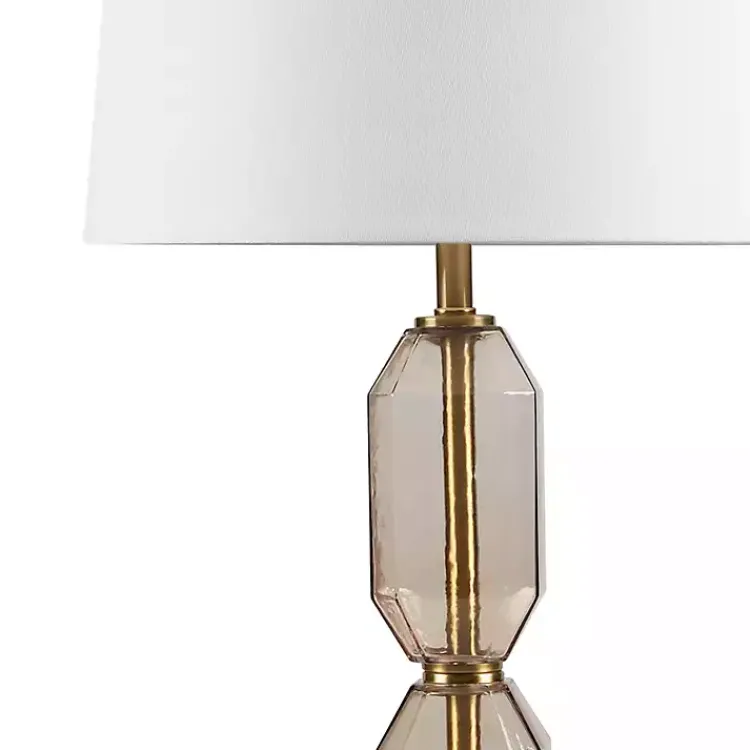Table Lamps-Kirklands Home Amber Faceted Glass Table Lamp Brown
