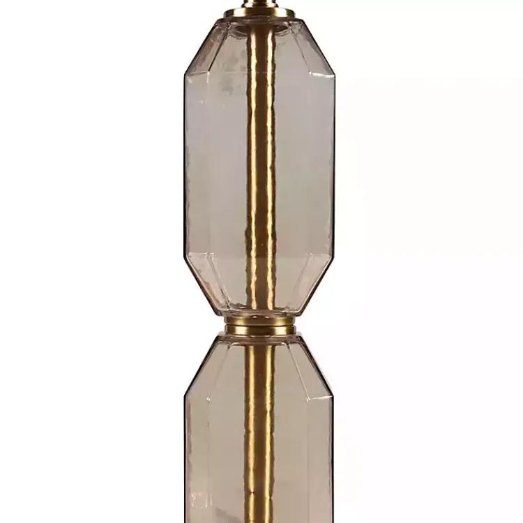 Table Lamps-Kirklands Home Amber Faceted Glass Table Lamp Brown