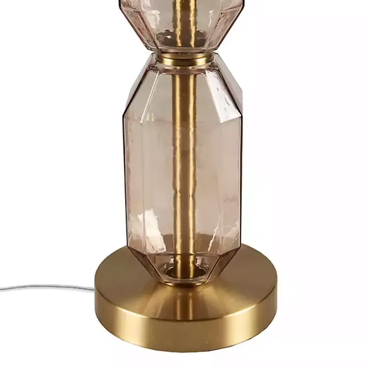 Table Lamps-Kirklands Home Amber Faceted Glass Table Lamp Brown