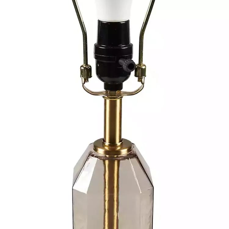 Table Lamps-Kirklands Home Amber Faceted Glass Table Lamp Brown
