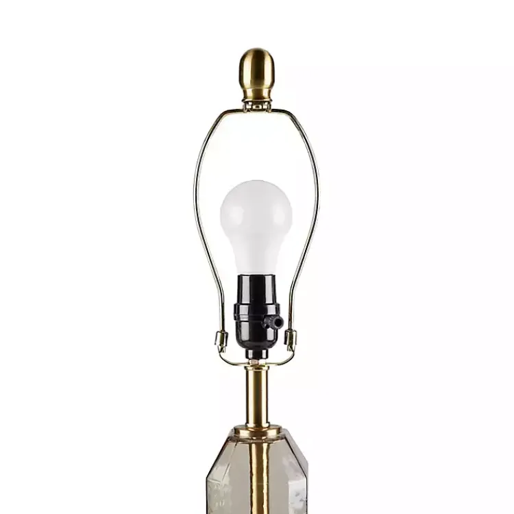 Table Lamps-Kirklands Home Amber Faceted Glass Table Lamp Brown