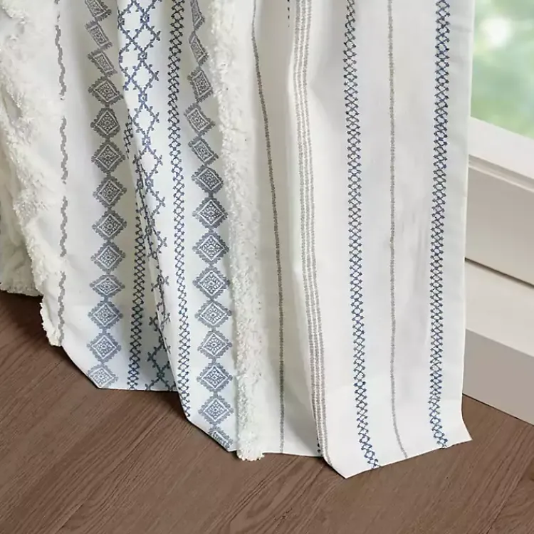 Curtains & Drapes-Kirklands Home Imani Chenille Stripe Curtain Panel, 84 in. Blue