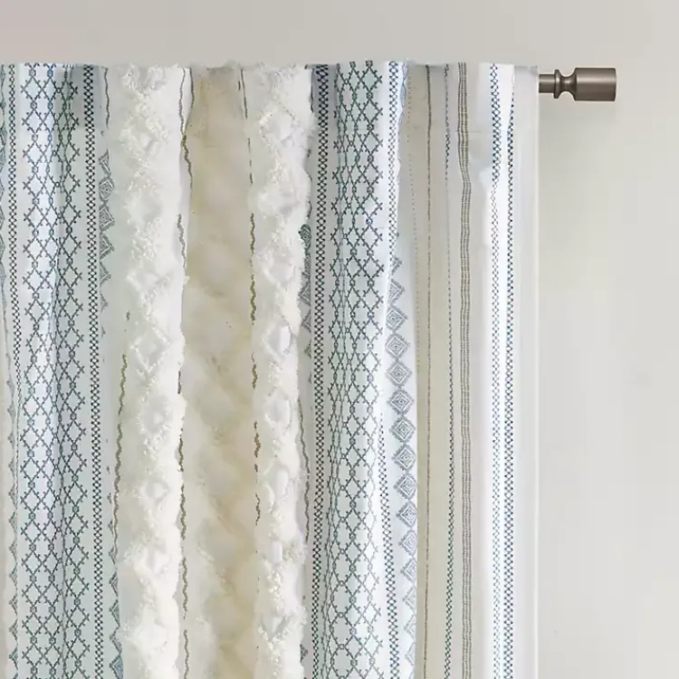 Curtains & Drapes-Kirklands Home Imani Chenille Stripe Curtain Panel, 95 in. Blue