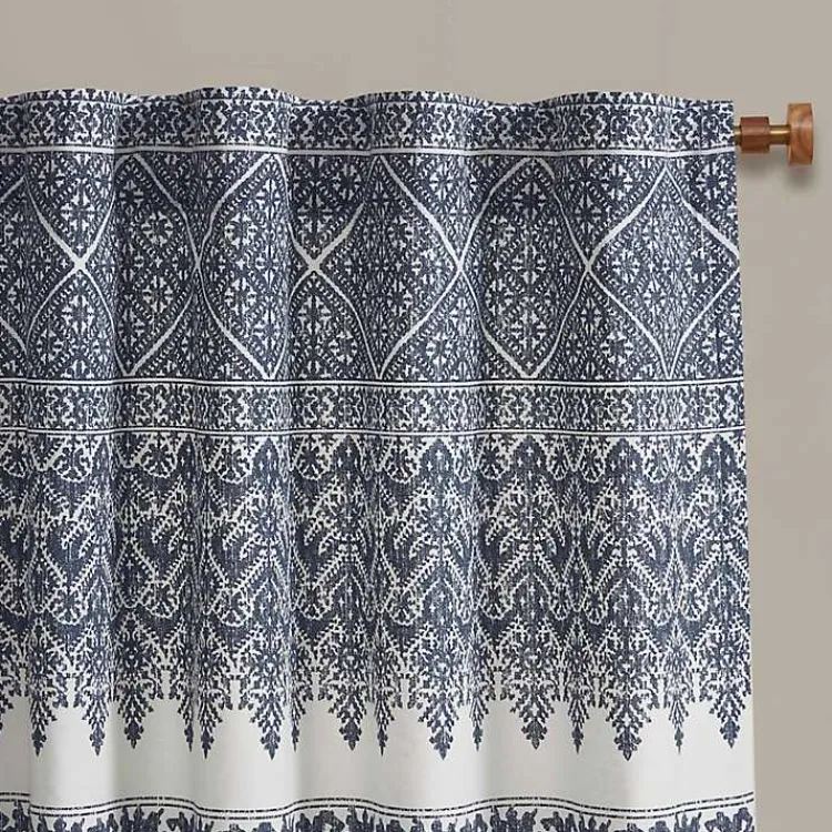 Curtains & Drapes-Kirklands Home Mila Horizontal Stripe Curtain Panel, 84 in. Blue