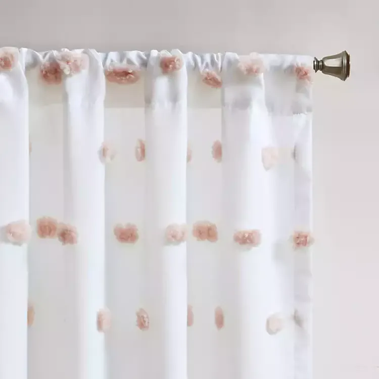 Curtains & Drapes-Kirklands Home Sophie Blush Pom Pom Curtain Panel, 84 in.