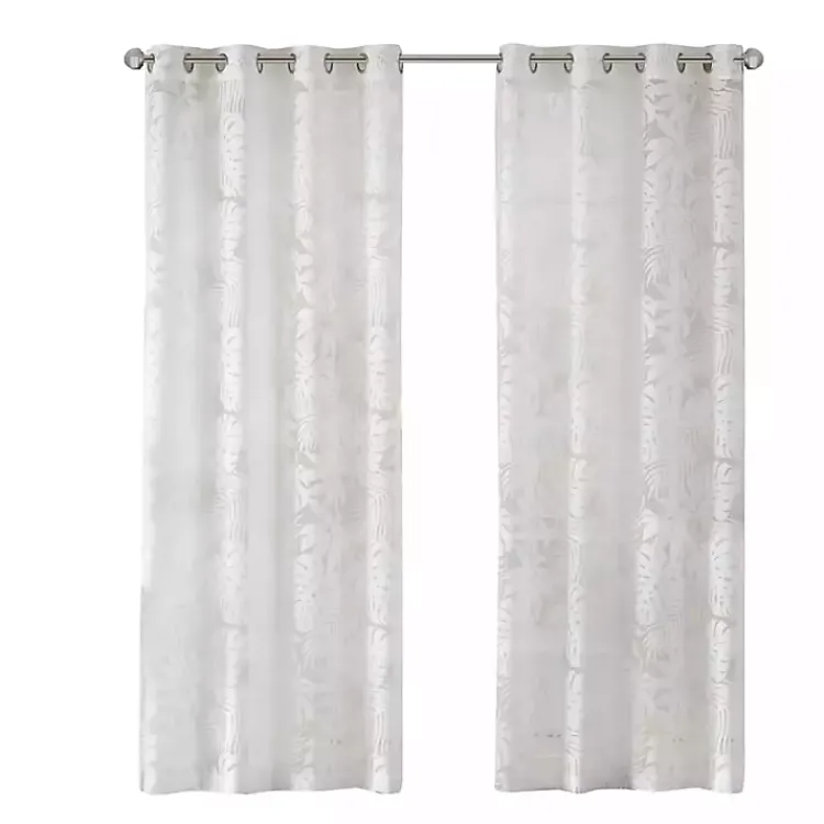 Curtains & Drapes-Kirklands Home Leilani Palm Leaf Curtain Panel, 63 in. White
