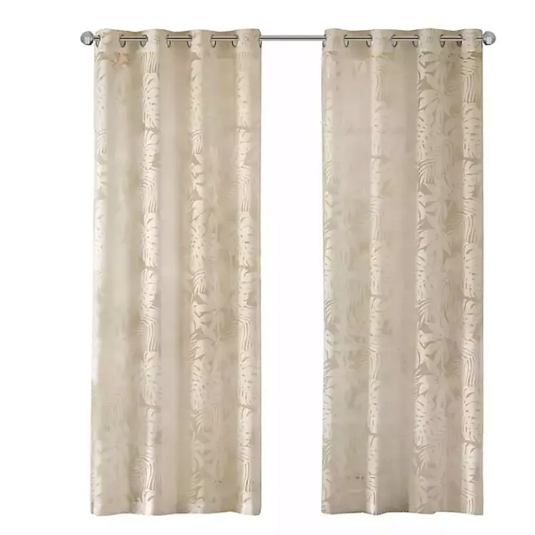 Curtains & Drapes-Kirklands Home Leilani Palm Leaf Curtain Panel, 84 in. Tan