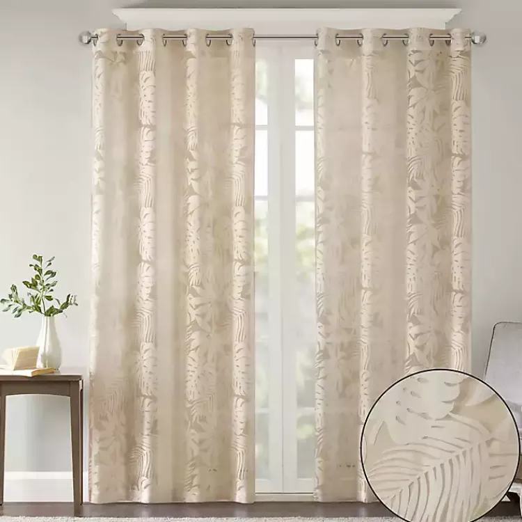 Curtains & Drapes-Kirklands Home Leilani Palm Leaf Curtain Panel, 84 in. Tan