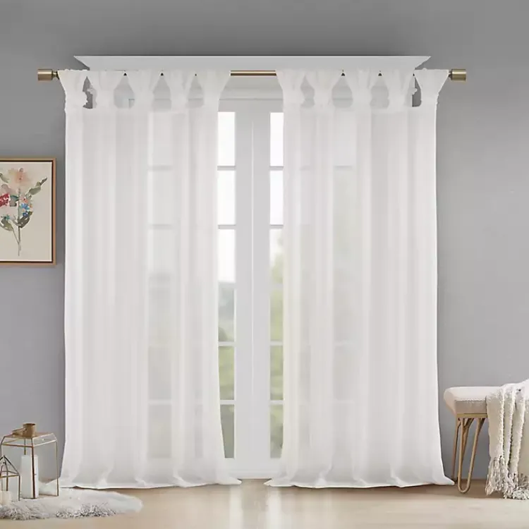 Curtains & Drapes-Kirklands Home Rosette Tab Top Curtain Panel, 95 in. White