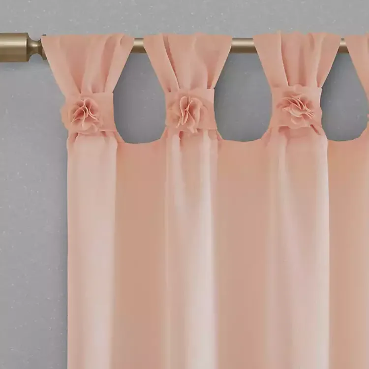 Curtains & Drapes-Kirklands Home Rosette Tab Top Curtain Panel, 84 in. Pink