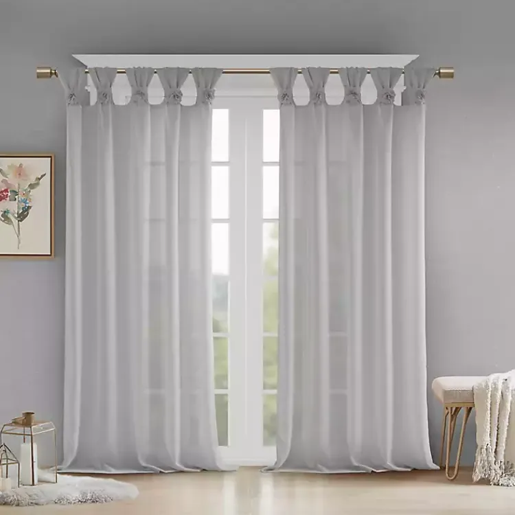 Curtains & Drapes-Kirklands Home Rosette Tab Top Curtain Panel, 95 in. Gray